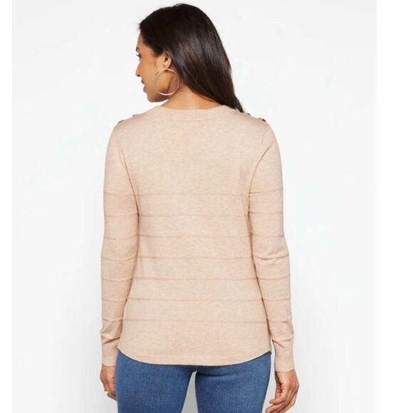 Pink Clover Olea Shoulder Button Detail Sweater Beige NWT Womens Size L - Picture 7 of 8